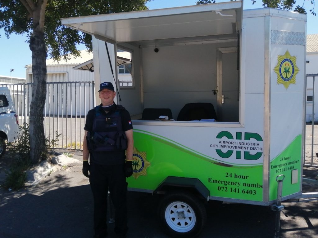 CID Security Mobile Trailer with a security officer